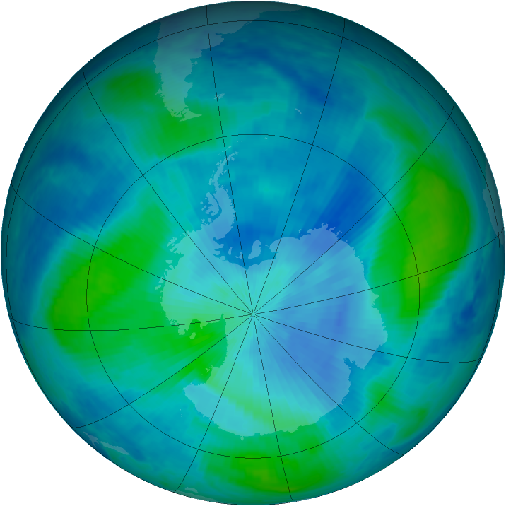 Antarctic ozone map for 05 March 1999